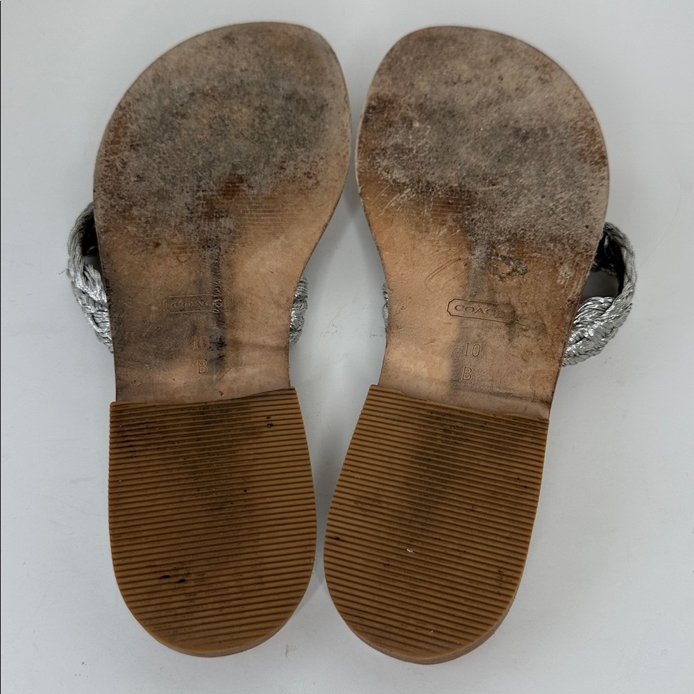 Vintage Coach Robyn Braided Thong Sandal Women's Size 10 Silver Signature C Logo - Picture 11 of 14